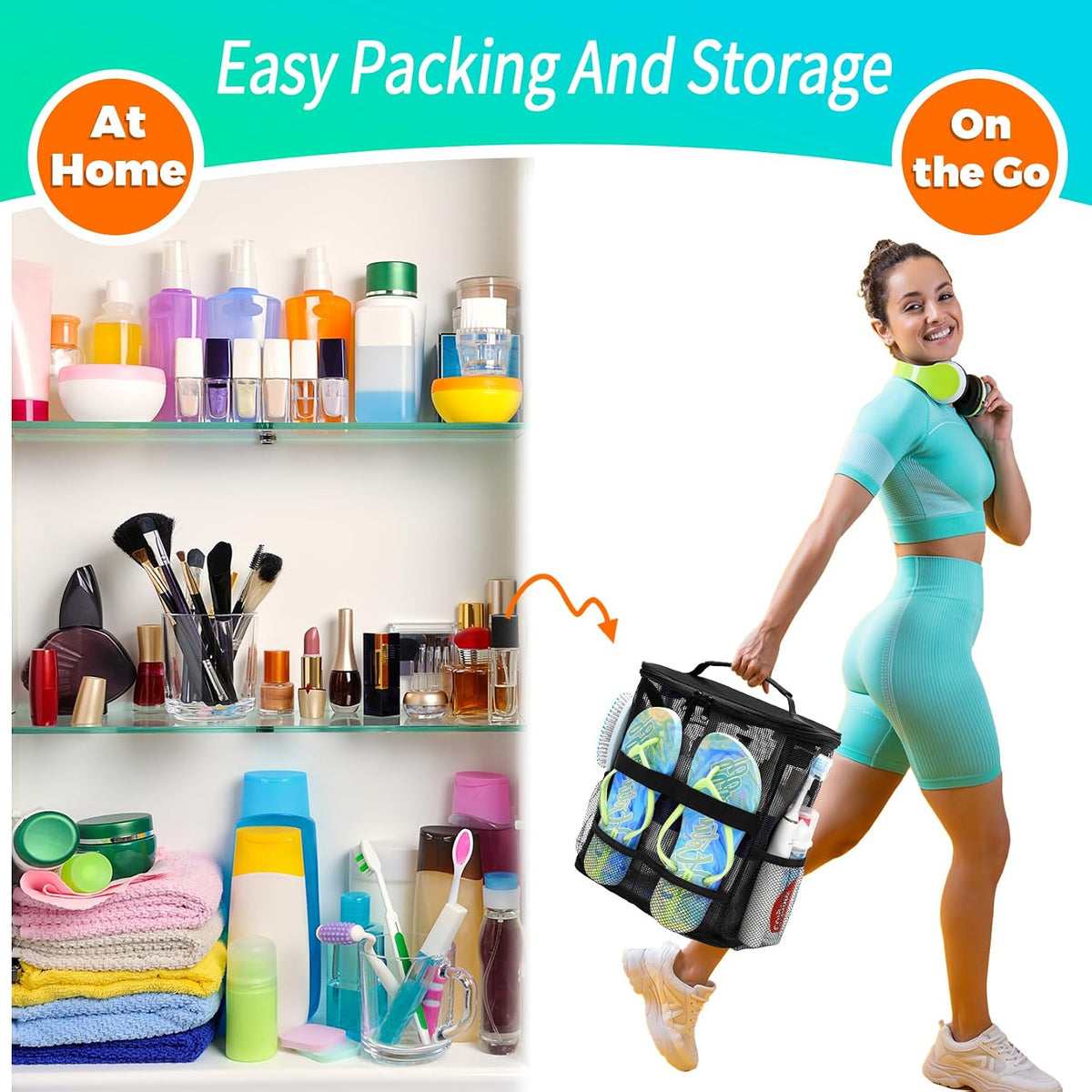 Dorm Room Essentials for Guys Girls, Quick Dry Mesh Shower Caddy Portable