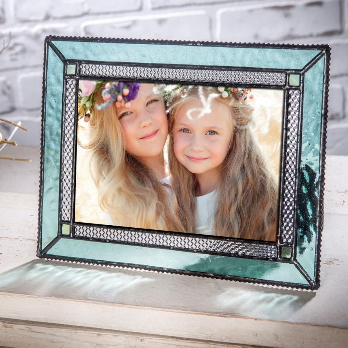 J Devlin Windsor Blue and Green Glass Picture Frame, 4x6 H/V