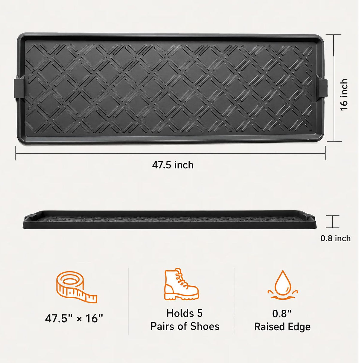 Boot Tray for Entryway, Rubber Shoe Mat, Waterproof Shoe Tray