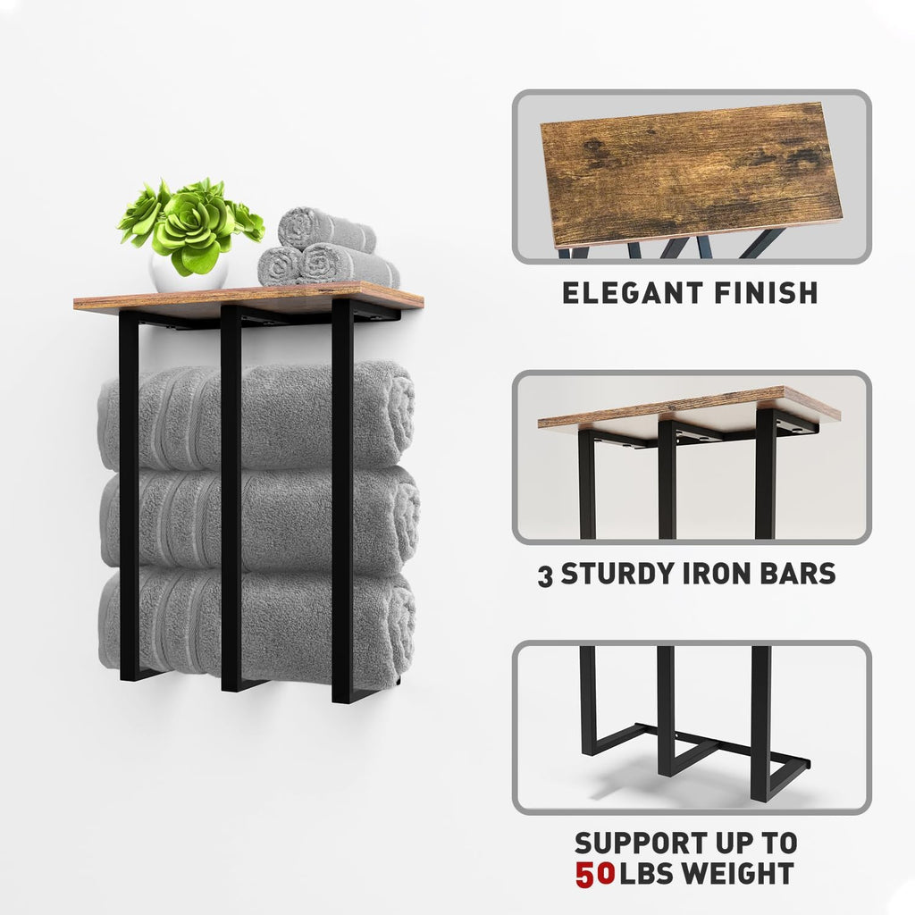 Wall Mounted Towel Rack with Shelf