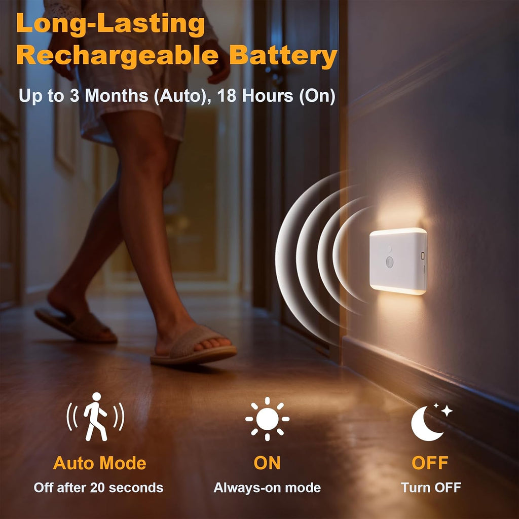 2-Pack Motion Sensor Magnetic Night Light for Cruise Ship Approved