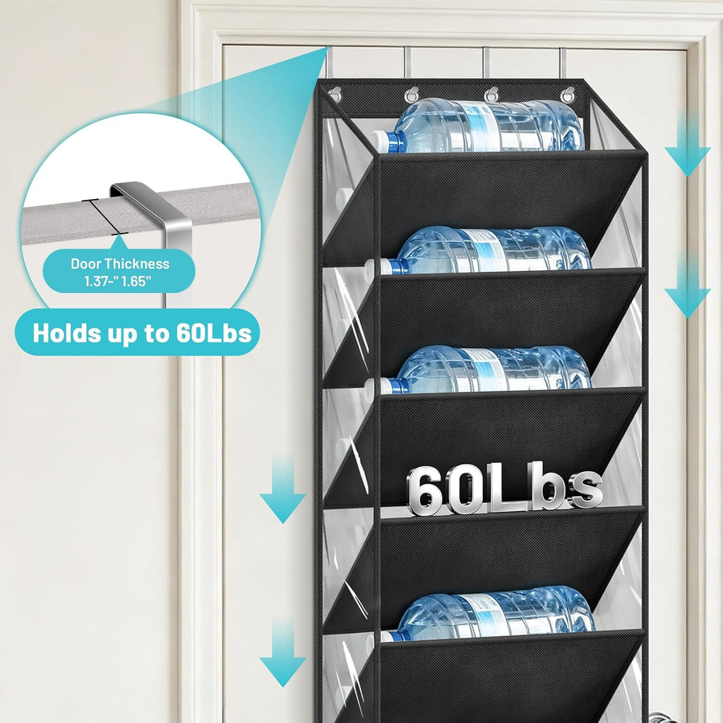 AOODA 10 Tier Clear Over the Door Shoe Organizer Storage, Deep Pockets Large Hanging Shoe Rack for Closet Door, Fit 20 Pairs Shoe Holder Hanger for Sneakers, Boots (Black)