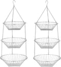 JUNCHU CHERRY 3-Tier Wire Fruit Hanging Basket 2 Packs, non-Punching Wall Hanging Storage, Kitchen Bathroom Organization Basket, Suitable for Bathroom, Kitchen, Closet, Garden, Chrome