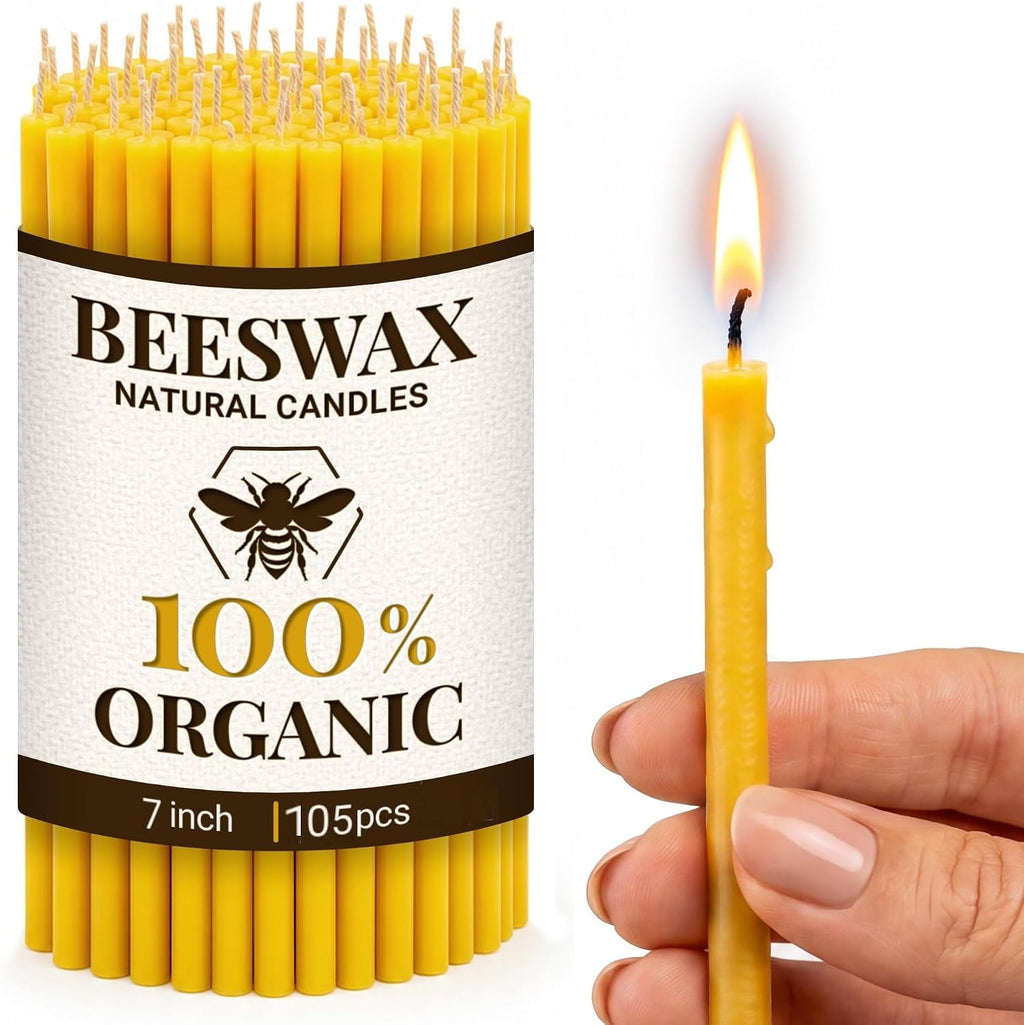 Beeswax Pure with Natural Honey Scent and Cotton Wicks of 7 inches 105-pack deep Yellow Beeswax