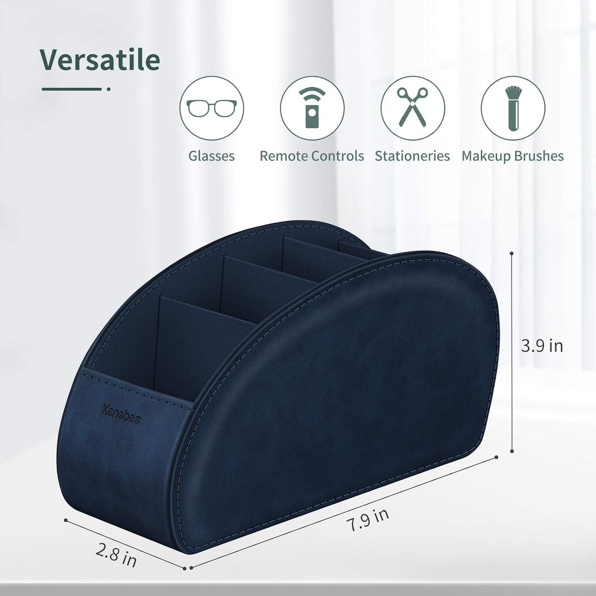 KENOBEE Remote Control Holder with 5 Compartments, Blue