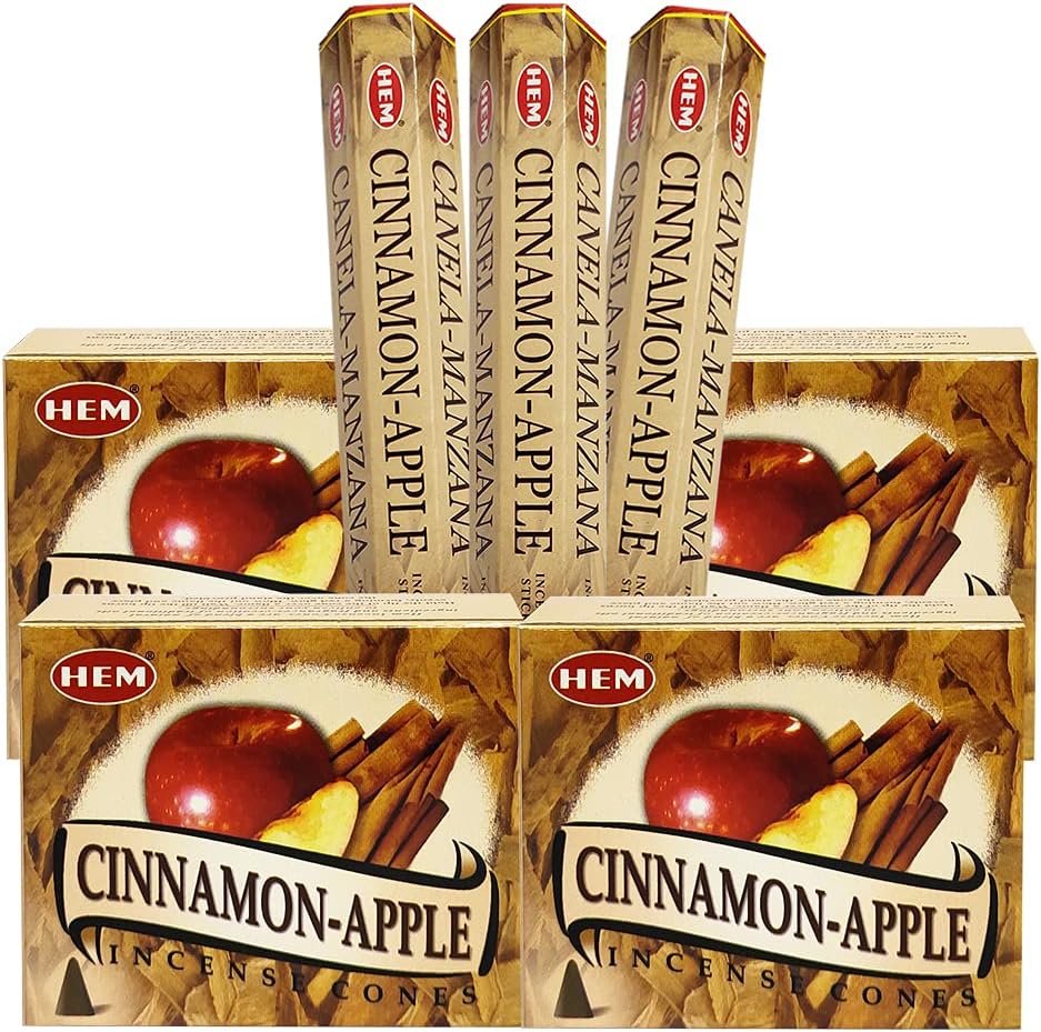 Cinnamon Apple Incense Sticks and Cone Incense Holder Variety Pack Bundle insence insense insienso