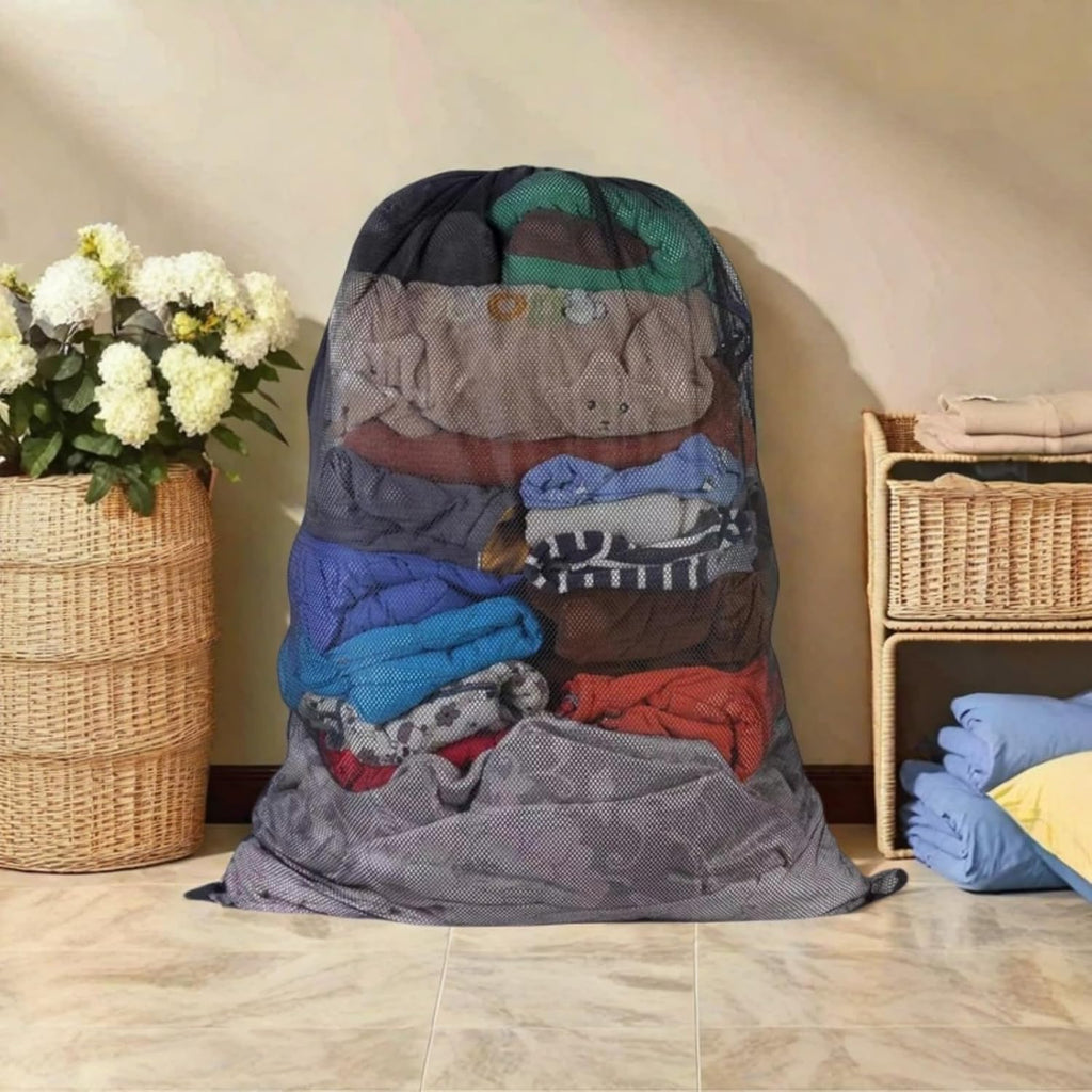 2-Pack Large Mesh Laundry Bag, 24x36 Inch Black