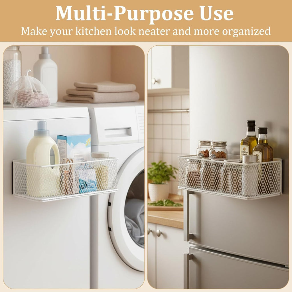 Magnetic Wire Storage Basket, Magnetic Shelf for Fridge Wash Machine Dryer