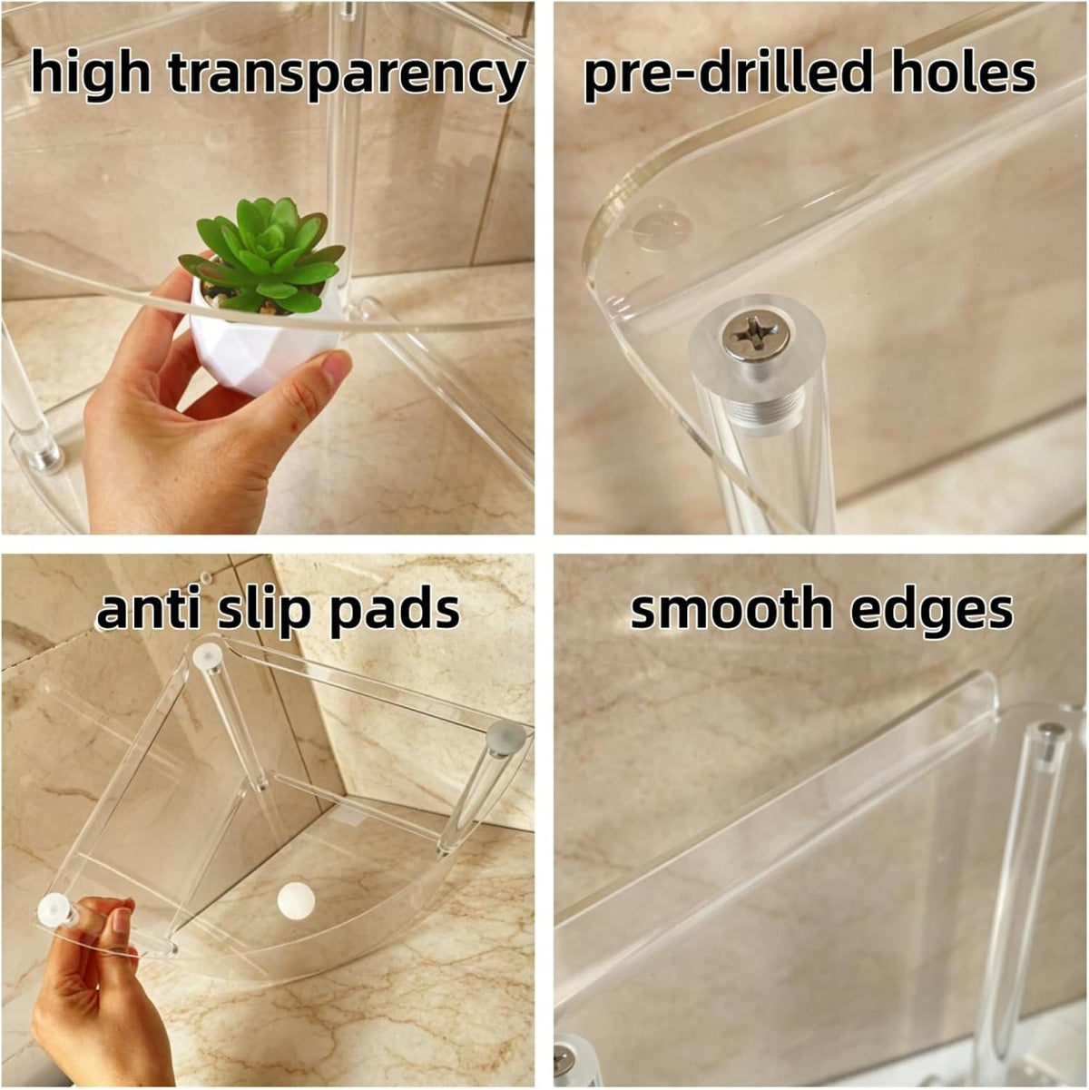 2 Tier Acrylic Bathroom Counter Organizer Corner Storage Shelf Vanity Trays
