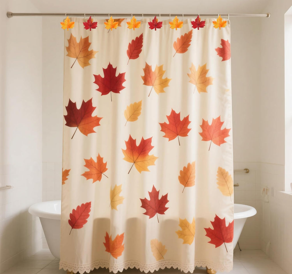 12PCS Maple Leaf Shower Curtain Hooks Thanksgiving Decorative