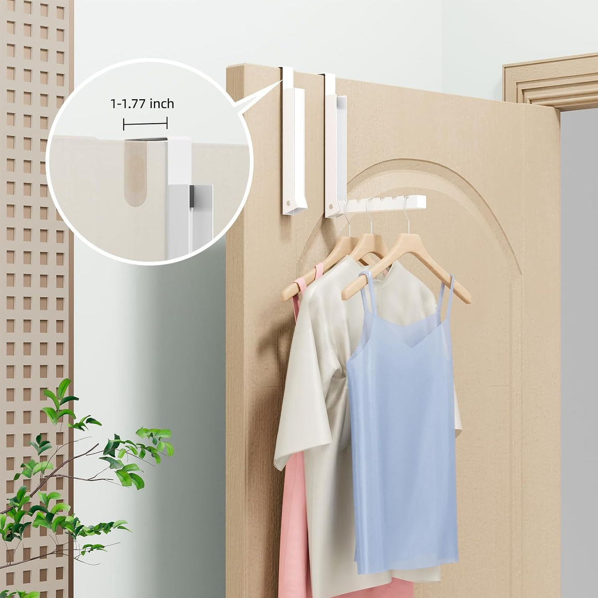 Over the Door Hook, Door Hooks for Hanging Towels, Bags,Coats,Umbrellas, Mirrors, Over Door Dual-Hook, Suitable for Bathrooms, Bedrooms, Laundry Rooms, Kitchens, Storage Rooms (White-2-BK)