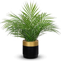 Briful Artificial Palm Plant in Metal Pot, 18.1" Small Faux Areca Palm Tree