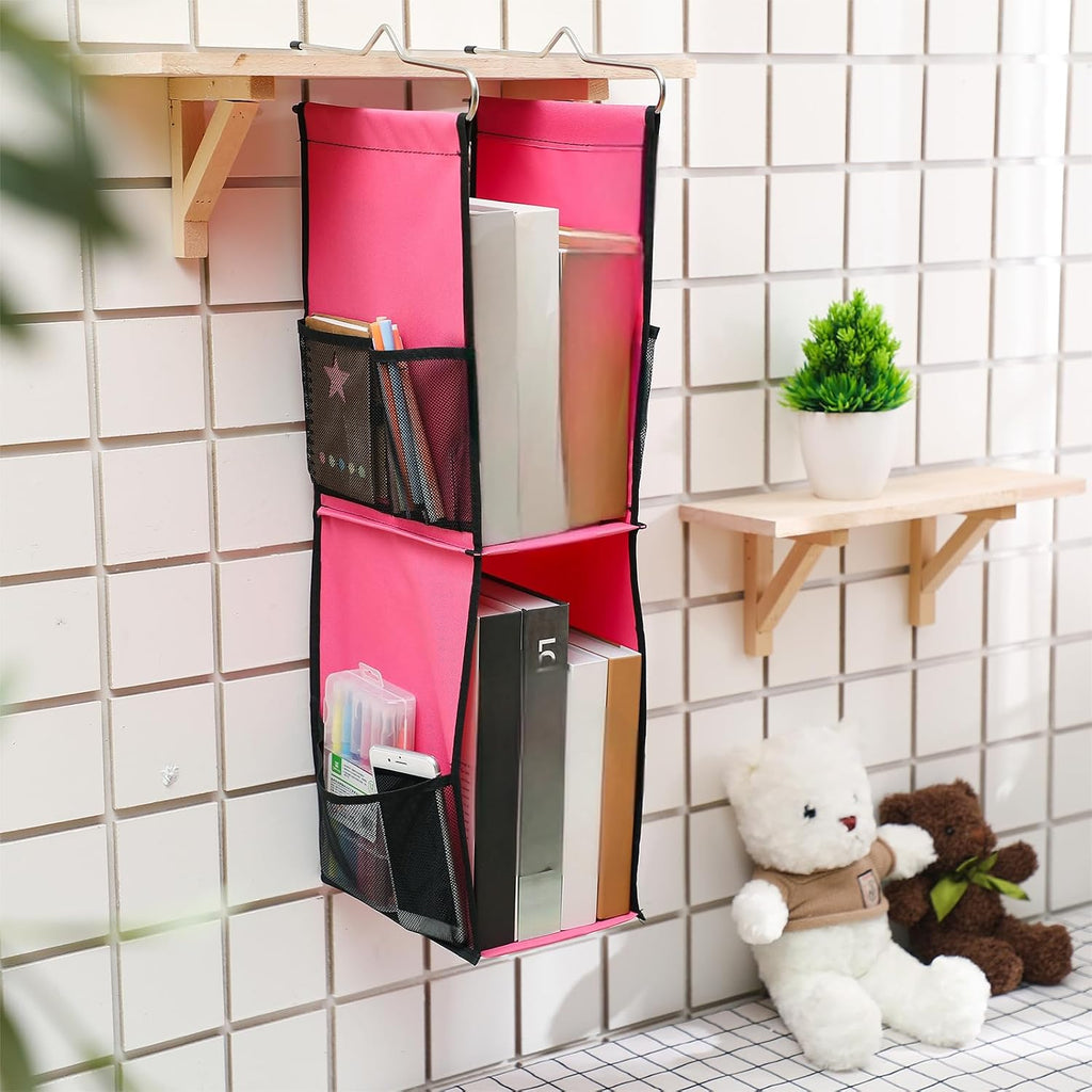 1 PC Hanging Locker Organizer 2 Layer Shelves, Rose Red