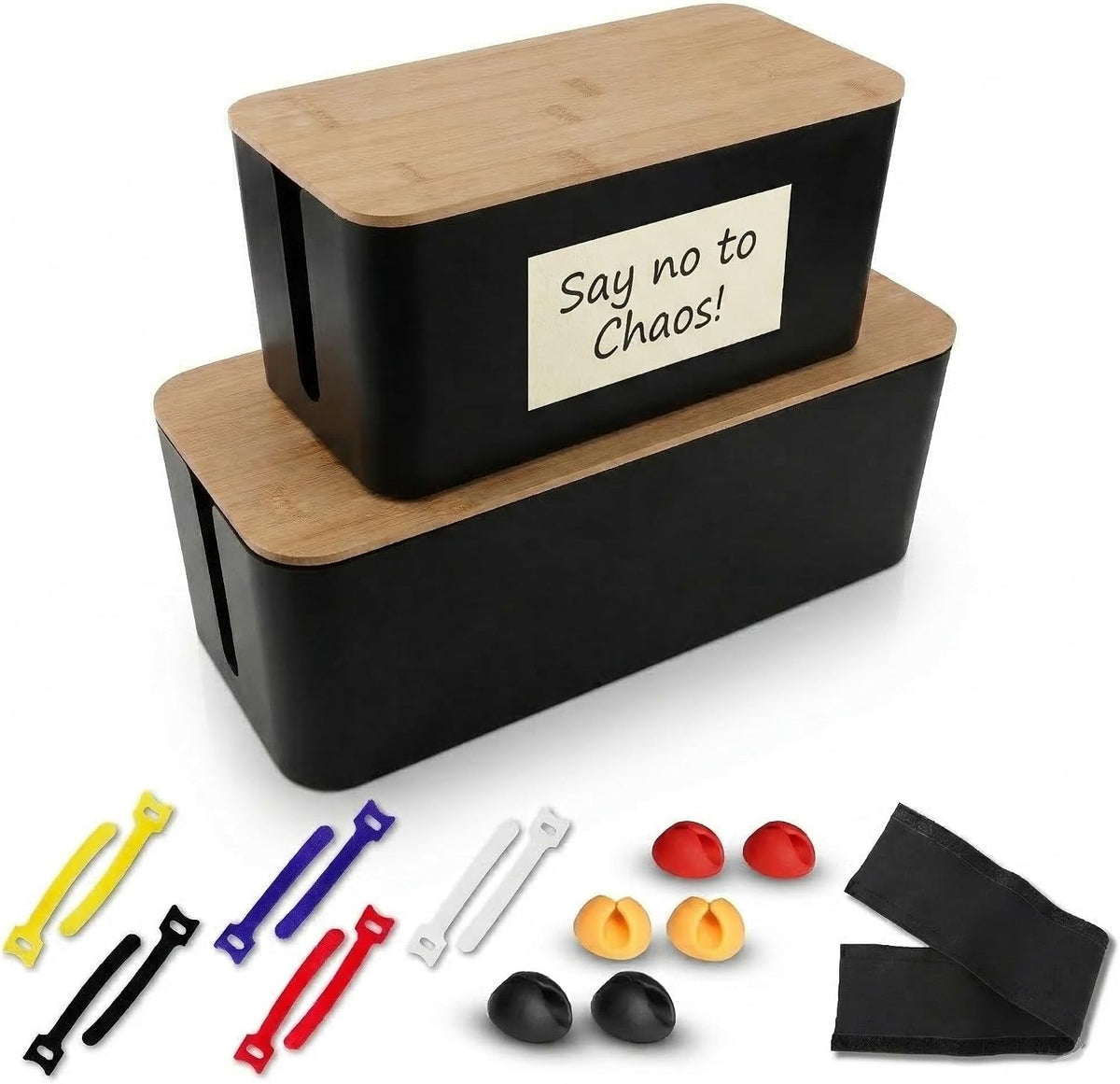 Cord Box Hider 2 Pack, Cable Management Box, Medium, Large, Black