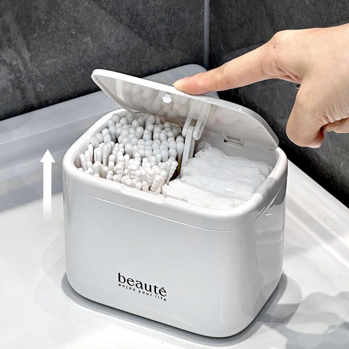 Pop-Up Qtip Holder Qtip dispenser Cotton Swab Automatic Lifting
