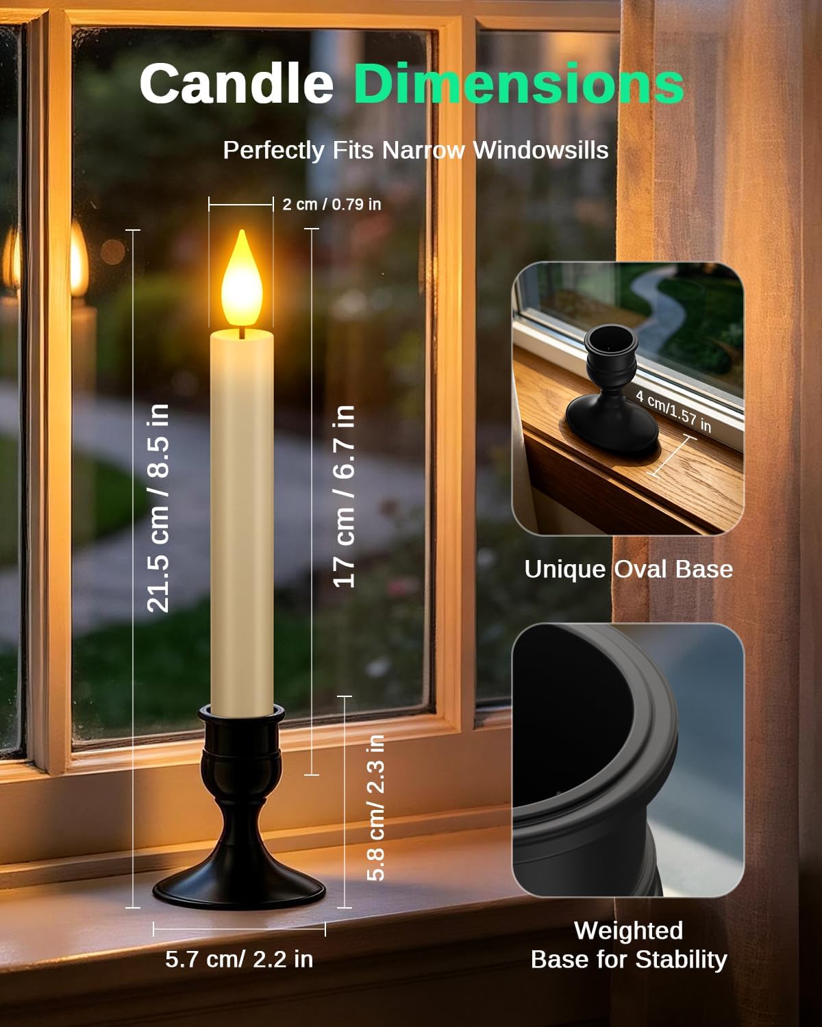 SoulBay USB Rechargeable Window Candles with Sensor Dusk to Dawn Tapers