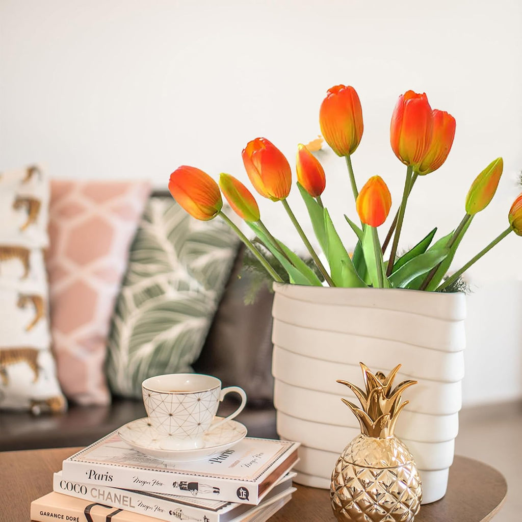 10 Pcs Fake Tulips Tulips Artificial Flowers(Orange)
