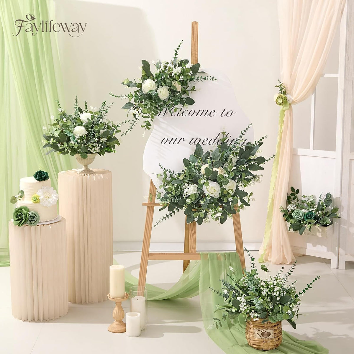 240 Pcs Artificial Eucalyptus & Baby Breath Greenery Stems