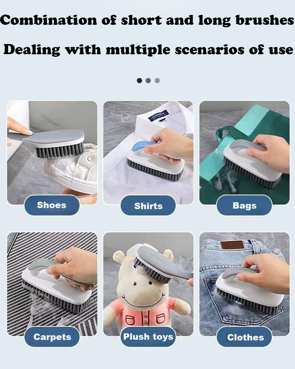 Scrub Brush for Stains-2 Pack Fabric Cleaning Brush,Laundry Stain Remover Brush,Clothes Scrub Brushes Cleaner Soft Bristle Scrubbing Brushes Household Cleaning for Carpet Clothes Bags & More (Blue)