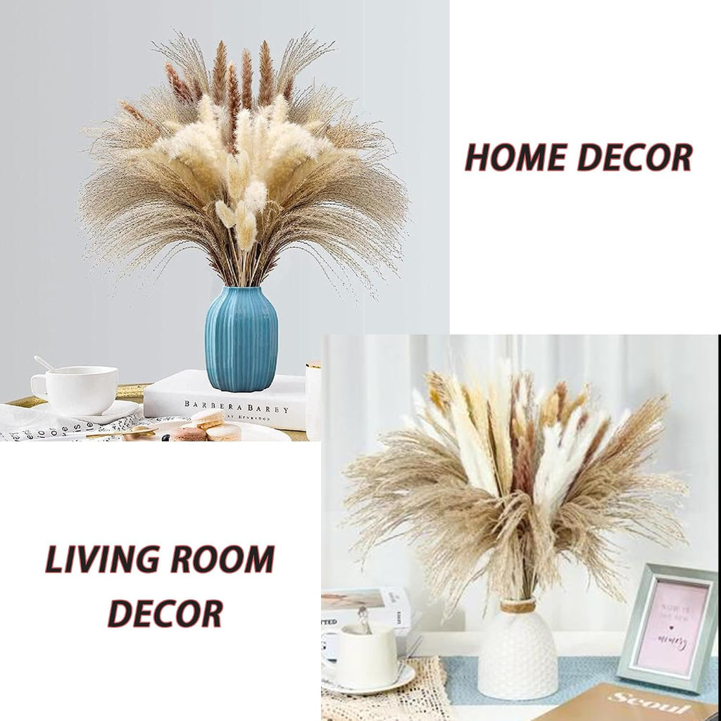 Natural Dried Pampas Grass Decor - 17.5" 75Pcs Fluffy Pampas Grass Bouquet