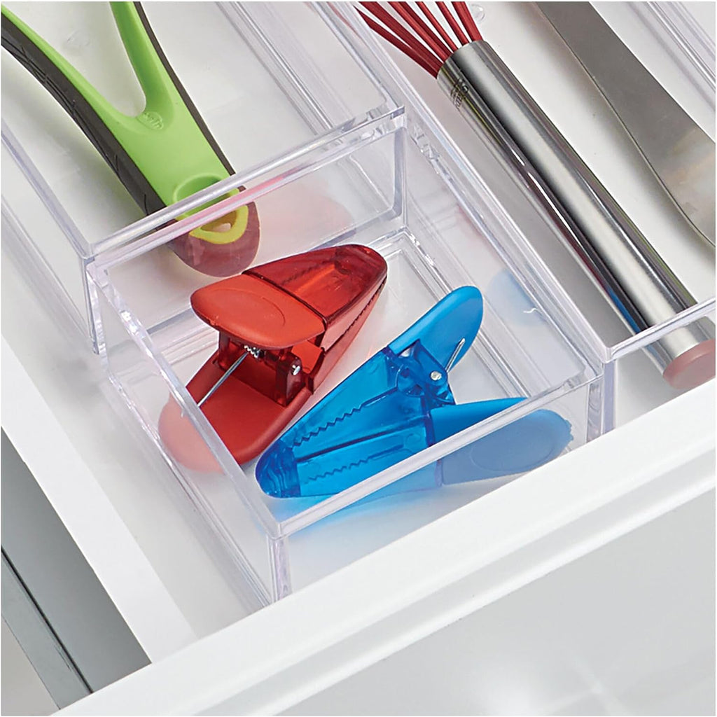 iDesign Clarity Plastic Drawer Organizer, Clear, X-Small, 4" x 4" x 2"