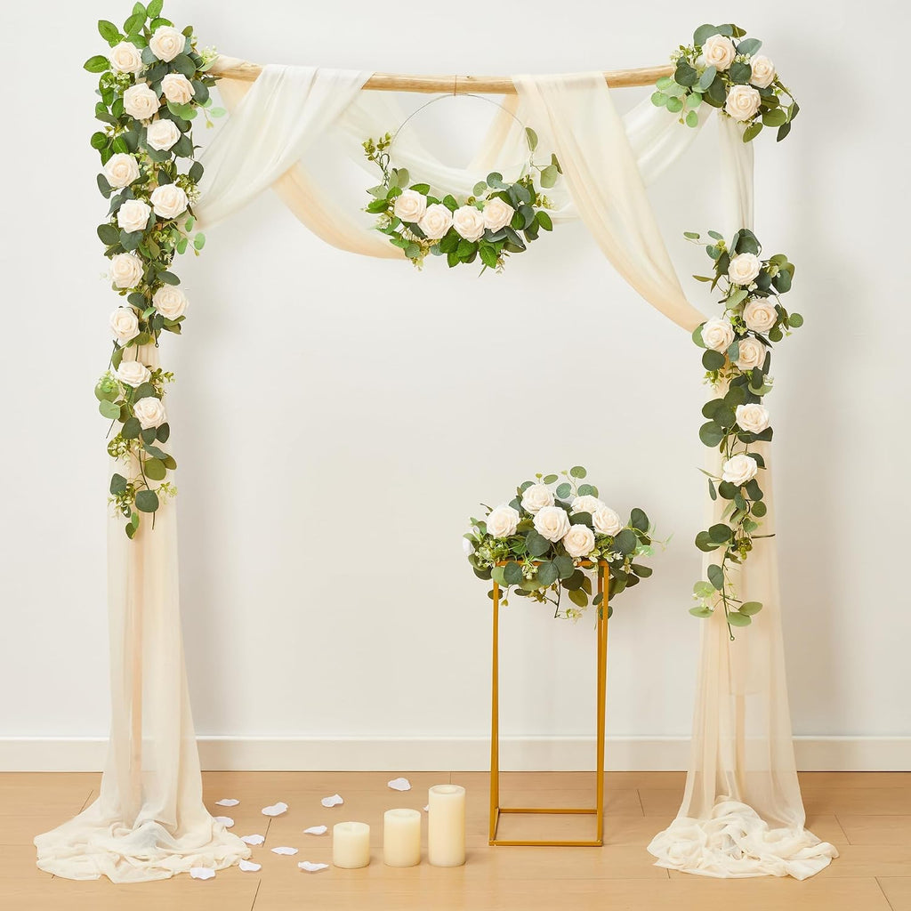 XIANNVXI 16Pcs Champagne Artificial Rose Foam Flowers