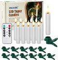 IMAGE Clip On Candles for Christmas Tree, 3.8 Inch Battery Operated Flameless Taper Candles with Remote Control Timer, Warm White LED Tree Candles with 3D Flickering Wick