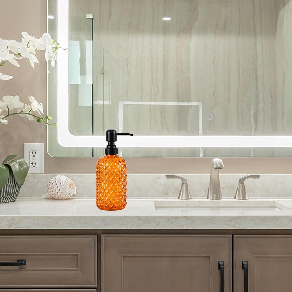 12Oz Glass Soap Dispenser with Black Rustproof Stainless-Steel Pump