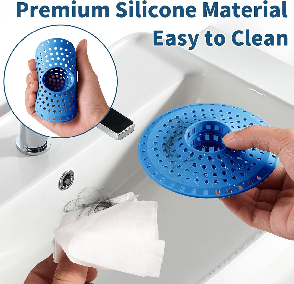 3Pcs Silicone Hair Catcher Shower Drain for Bathtub & Sink Trap/Strainer