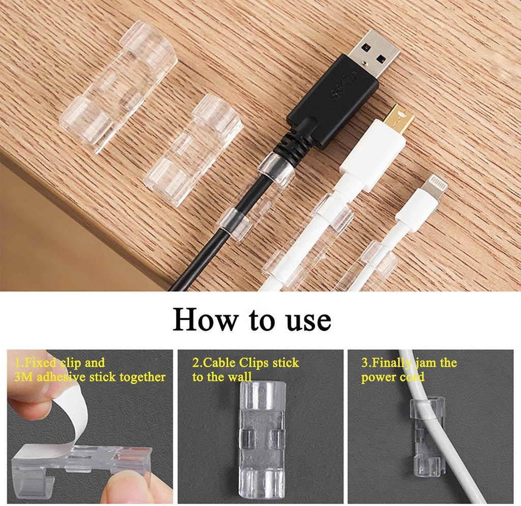 40PCS Cable Clips (Small & Large), Adhesive Cable Clips for Wall