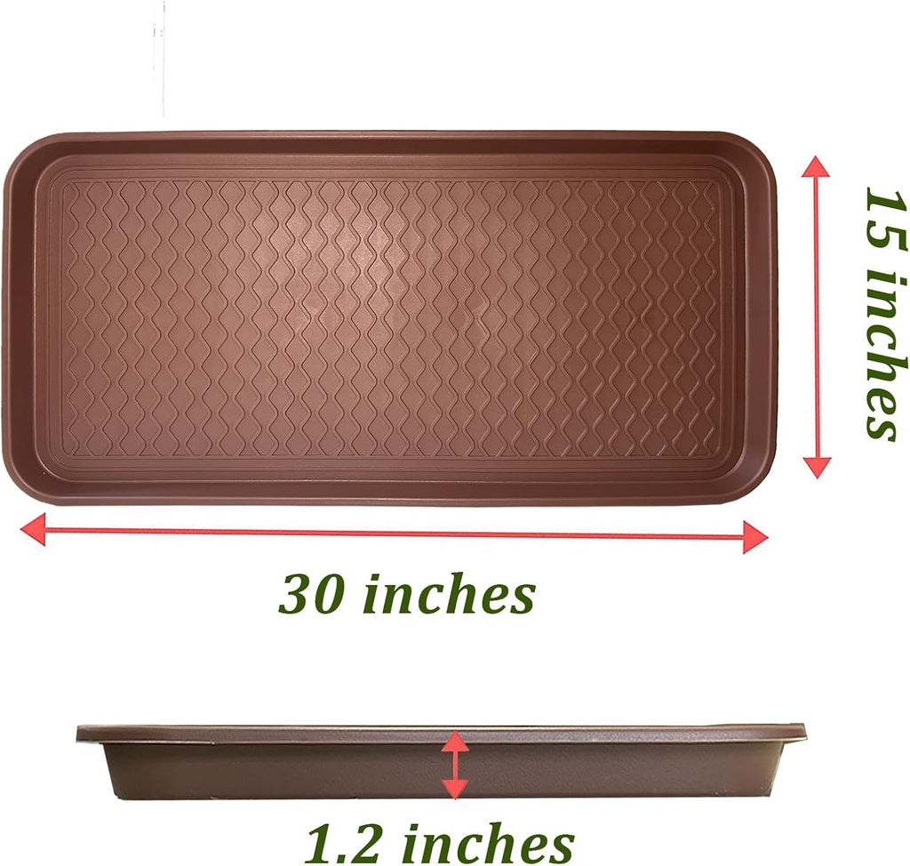 Large Multifunctional Boot Tray 2 Pack Boot Mat Washable Indoor or Outdoor Tray Mat for Shoes Boots Plants Pots Paint Tins Pet Bowls Car Storage, 30 x 15 x 1.2 Inches (Brown)