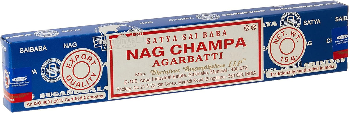 Satya Sai Baba Nag Champa Agarbatti Pack of 12 Incense Sticks Boxes 15gms Each Fine Quality Incense Sticks for Relaxation, Meditation, Positivity and Peace