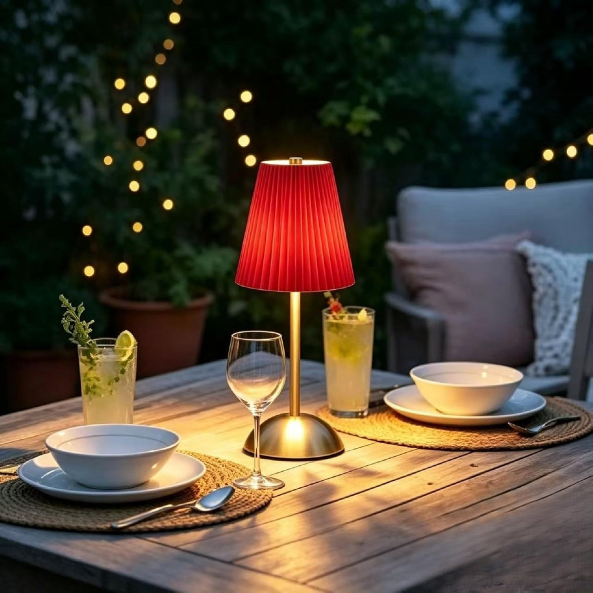 Red Pleated Fabric Table Lamp, Christmas Decorative Desk Lamp, Small Accent Lamp for Bedroom Dining Table, Holiday Xmas Gift for Home Decor（Red）