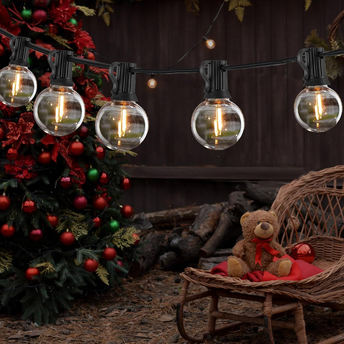 25FT Outdoor String Lights Waterproof Shatterproof G40 LED Globe