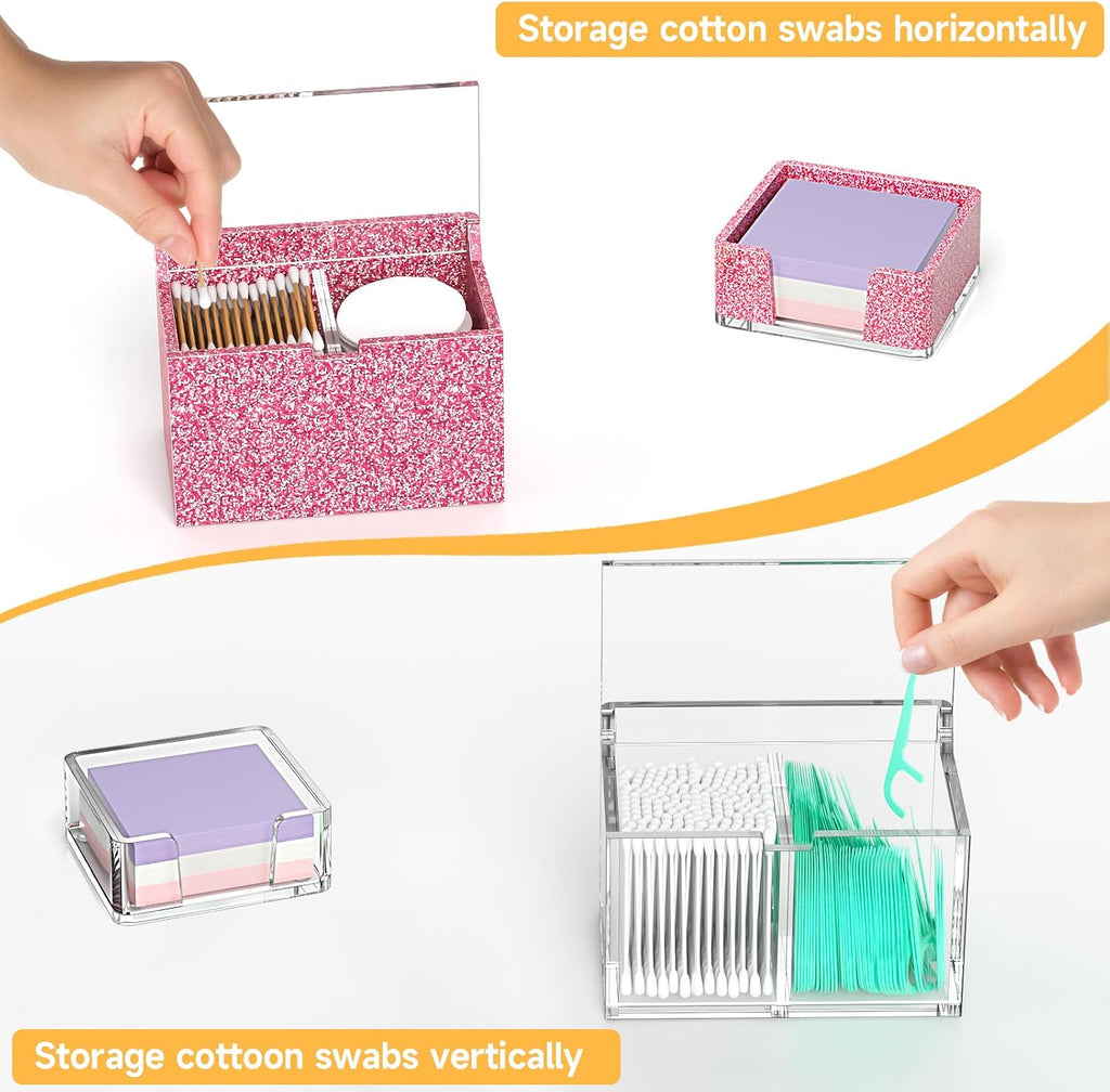 Acrylic Qtip Holder, Cotton Swab Dispenser Apothecary Jar Vanity Organizer