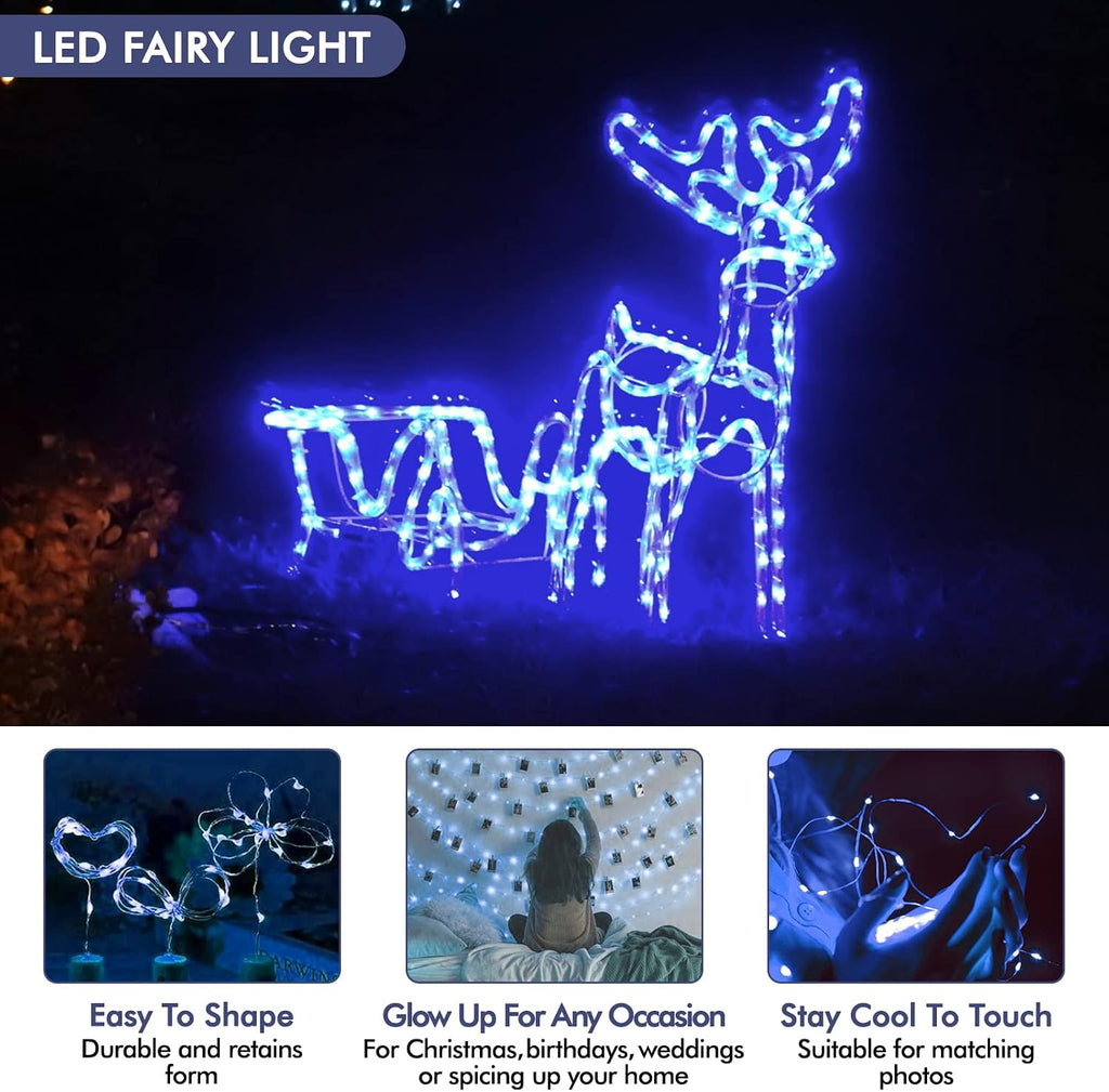 Bexdir 12 Pack 7FT Blue Fairy Lights Battery, 20LED String Lights
