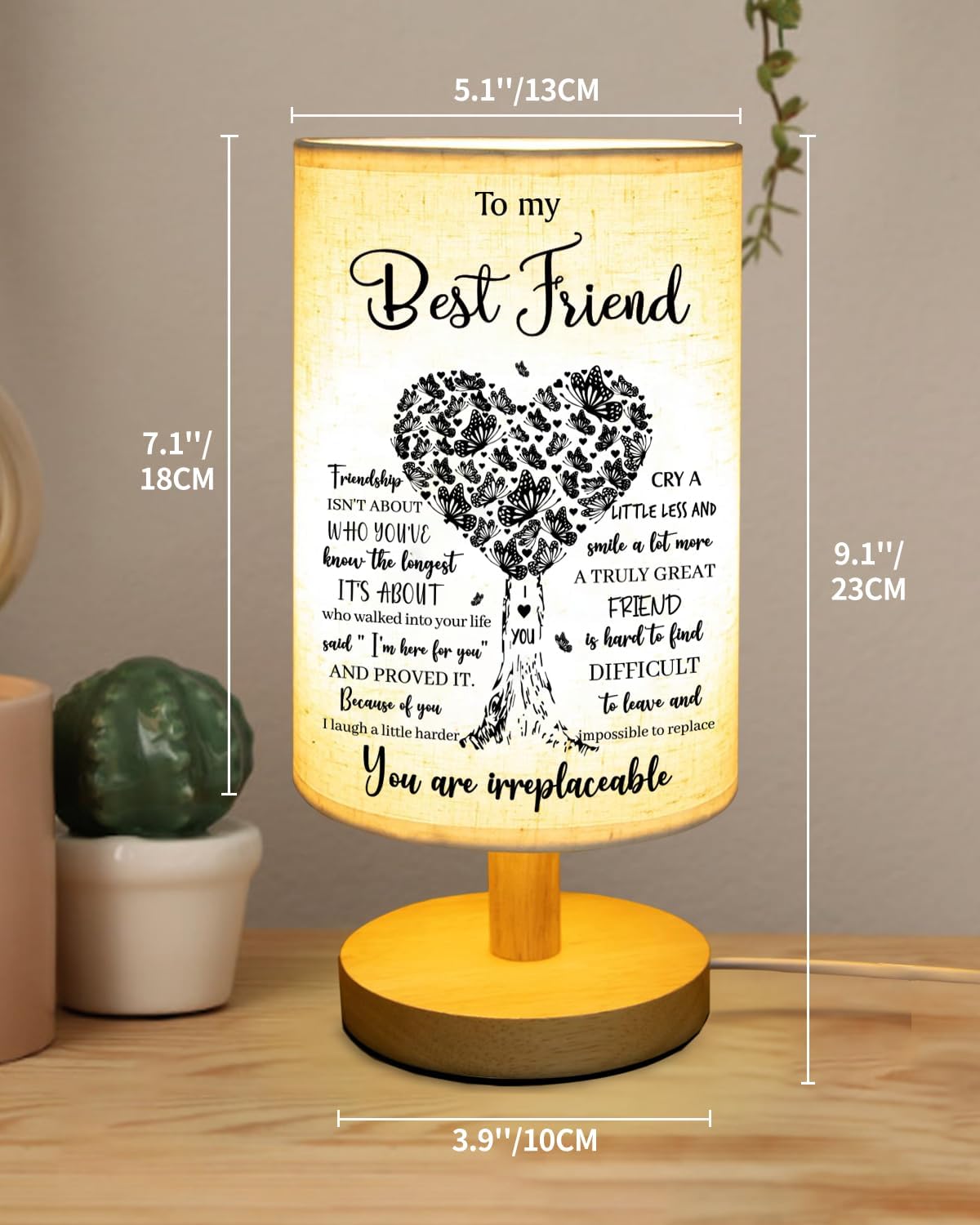 Best Friend Birthday Gifts for Women, to Bestie Fabric Table Lamp