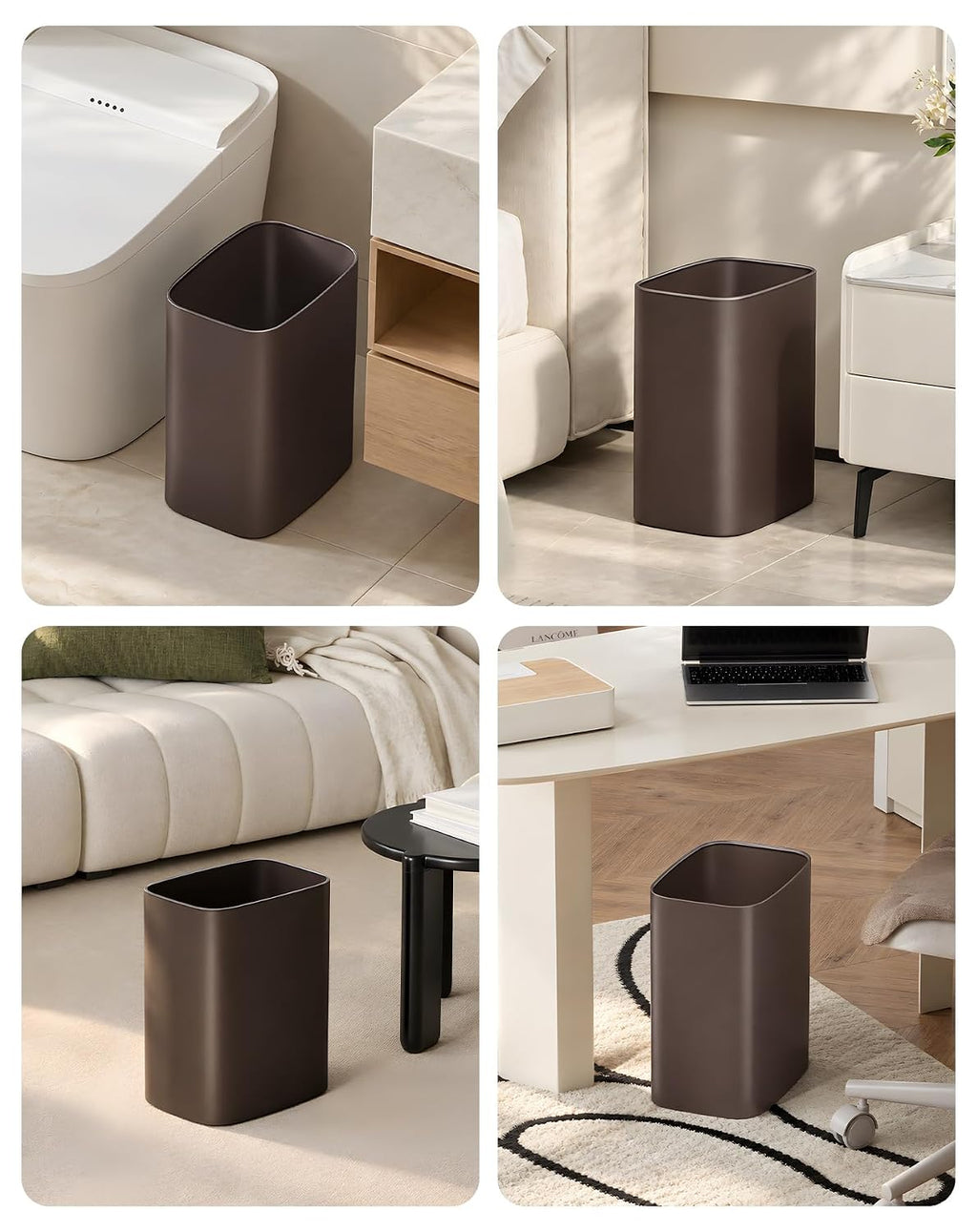 Cesun 3.4 Gallons Bathroom Trash Can, Small Under Sink Wastebasket, Brown