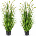 KOL 5ft 2-Pack Artificial Grass Plants in Pots, 59in Faux Grass Plant Decor