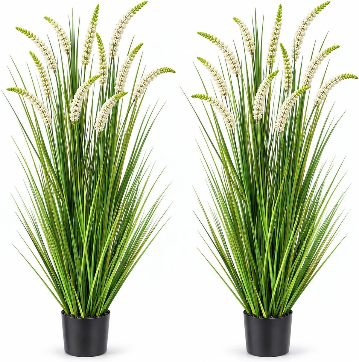 KOL 5ft 2-Pack Artificial Grass Plants in Pots, 59in Faux Grass Plant Decor