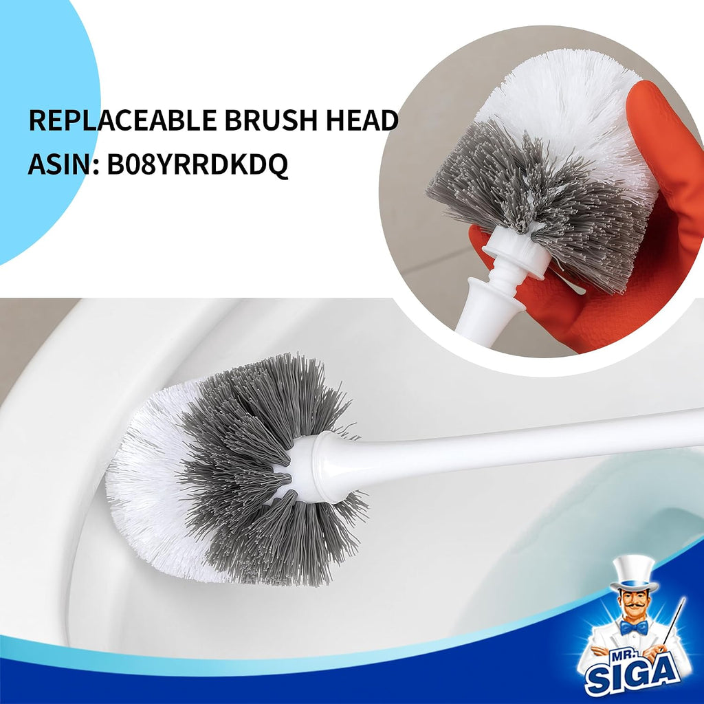 MR.SIGA Toilet Plunger and Brush with Holder for Toilet Cleaning, White
