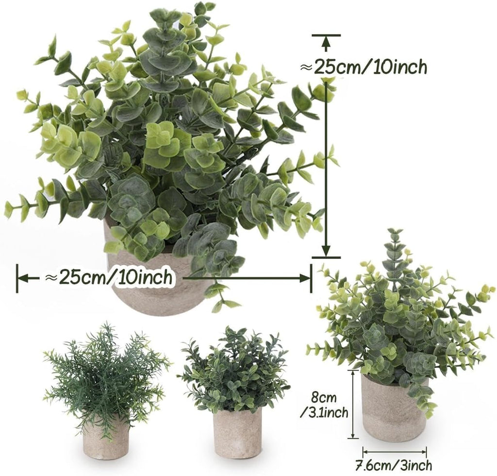 Lemonfilter Fake Plants,3PCS Artificial Plants Indoor Eucalyptus Desk Decor