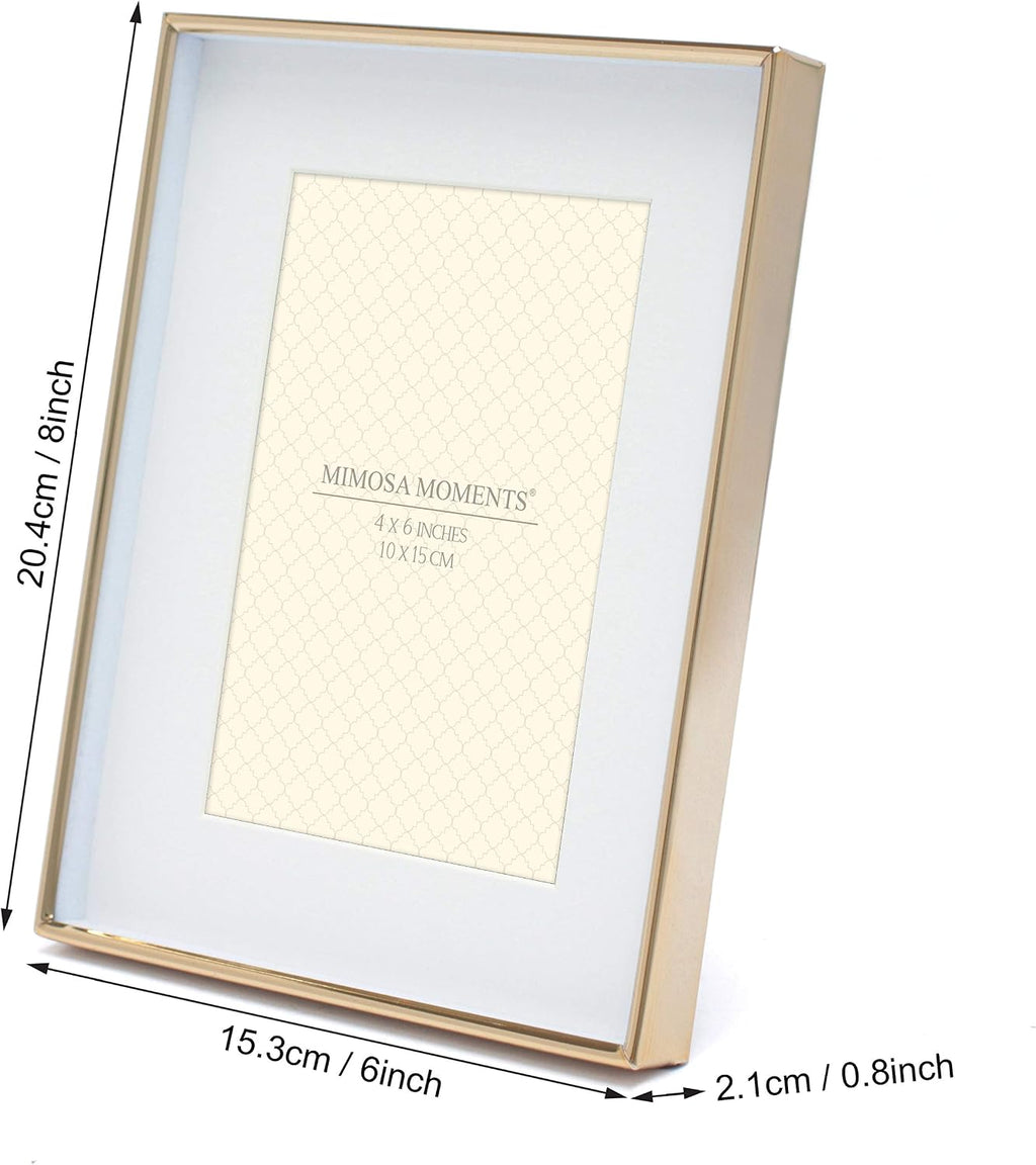 6x8 Brass Shadow Box Metal Picture Frame with 4x6 Photo Mat