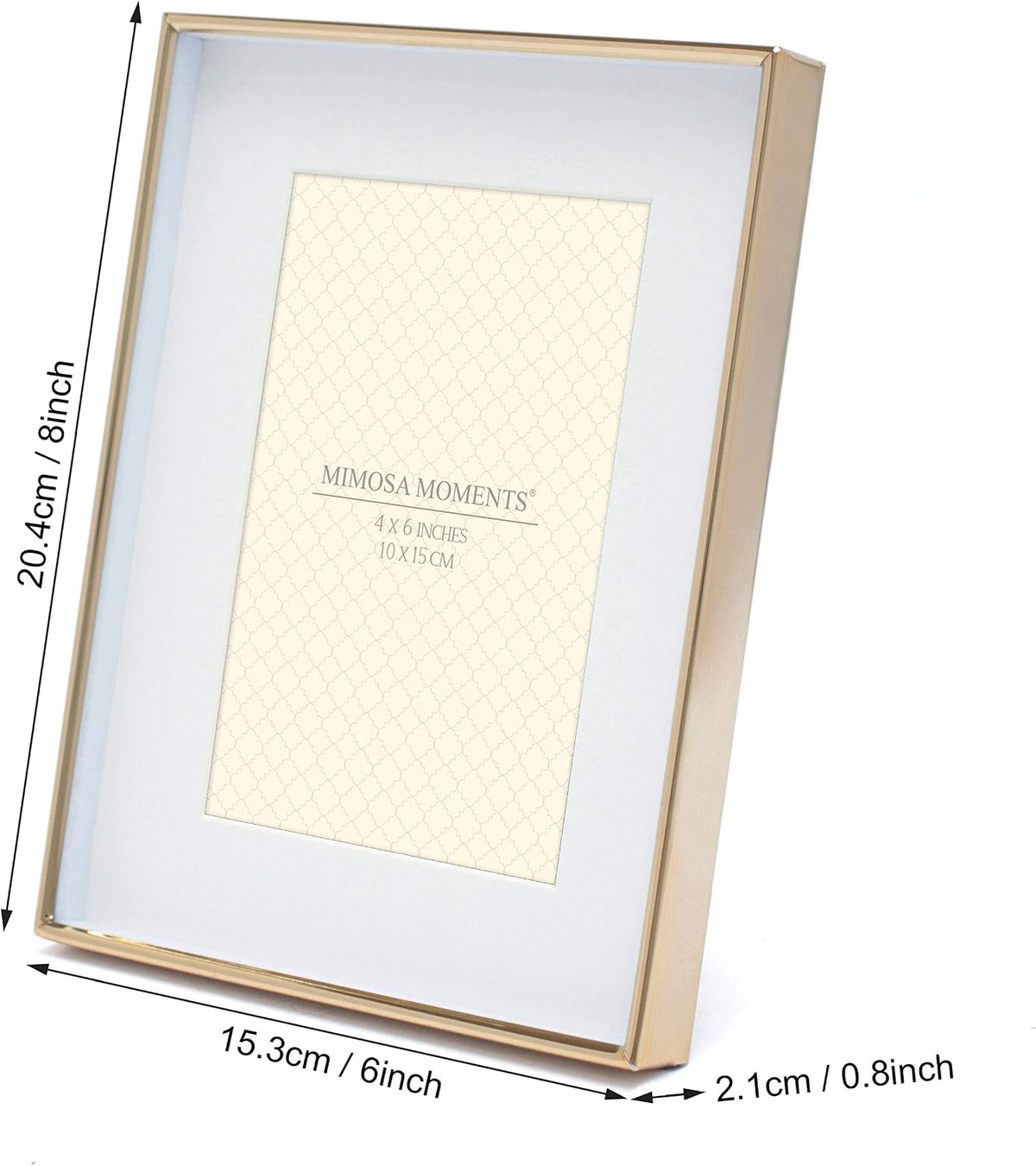 6x8 Brass Shadow Box Metal Picture Frame with 4x6 Photo Mat