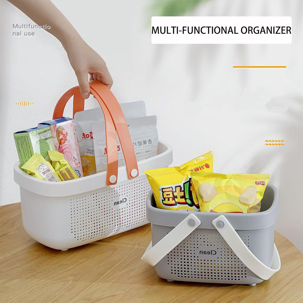 Portable Shower Caddy Basket with Handles Plastic Storage Basket Small Grey
