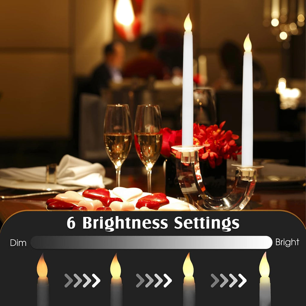Tuanse 24pcs 11" LED Flameless Taper Battery Candles for Halloween, White
