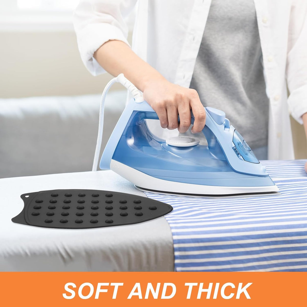 PATIKIL Silicone Iron Rest Pad, Multipurpose Hot Heat Resistant Iron Rest Plate Protective Pad for Ironing Board Hot Resistant Steamer Steam Compact Mat, Black