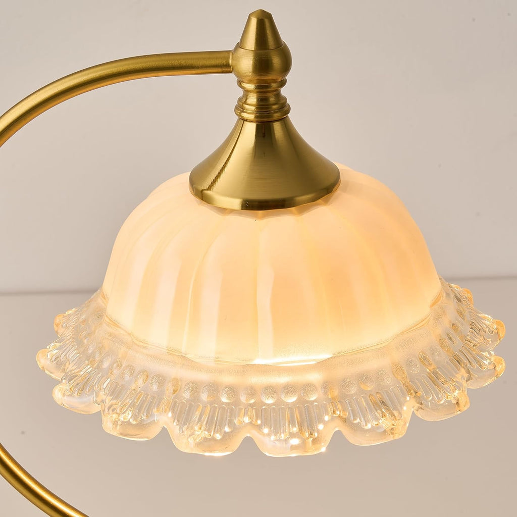 Vintage Table Lamp for Living Room Glass Flower Lamp Stained Glass Beside Table Lamp