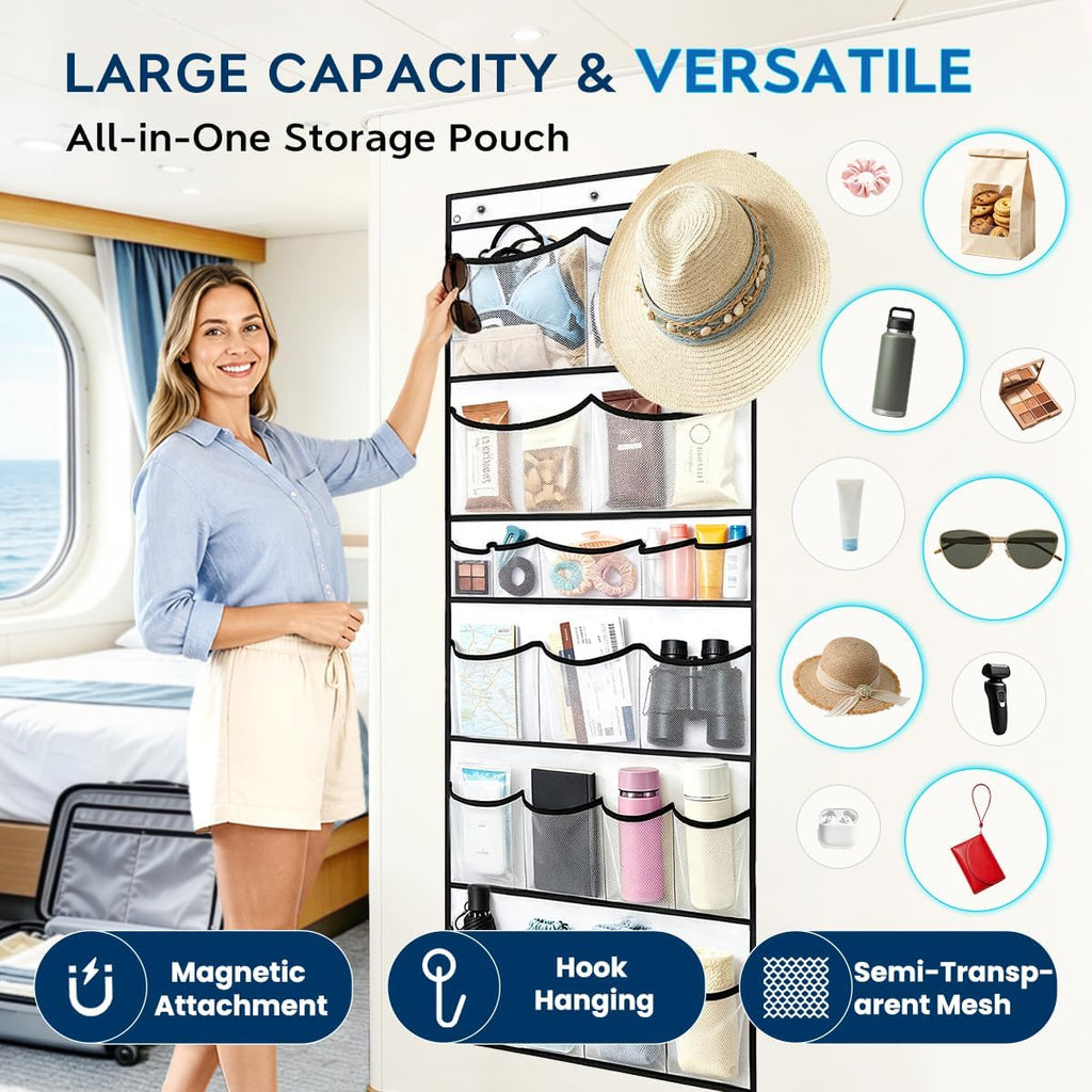 Over The Door hanging Organizer for Cruise Ships Cabins Essentials