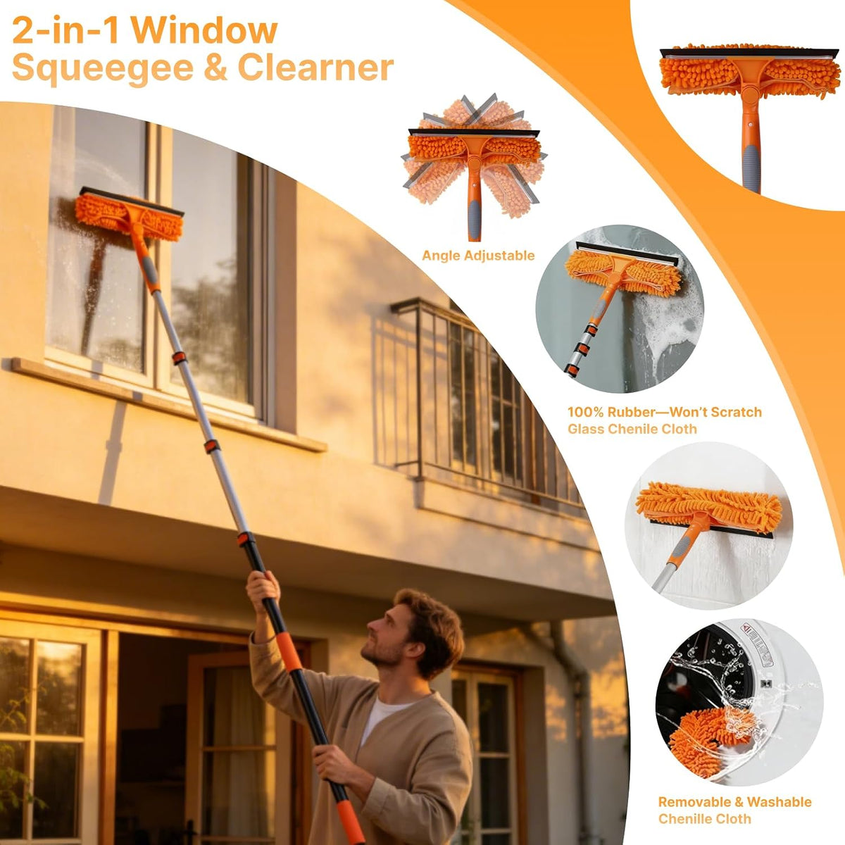20FT High Ceiling Duster Kit, High Reach Duster with 4-12FT Extension Pole